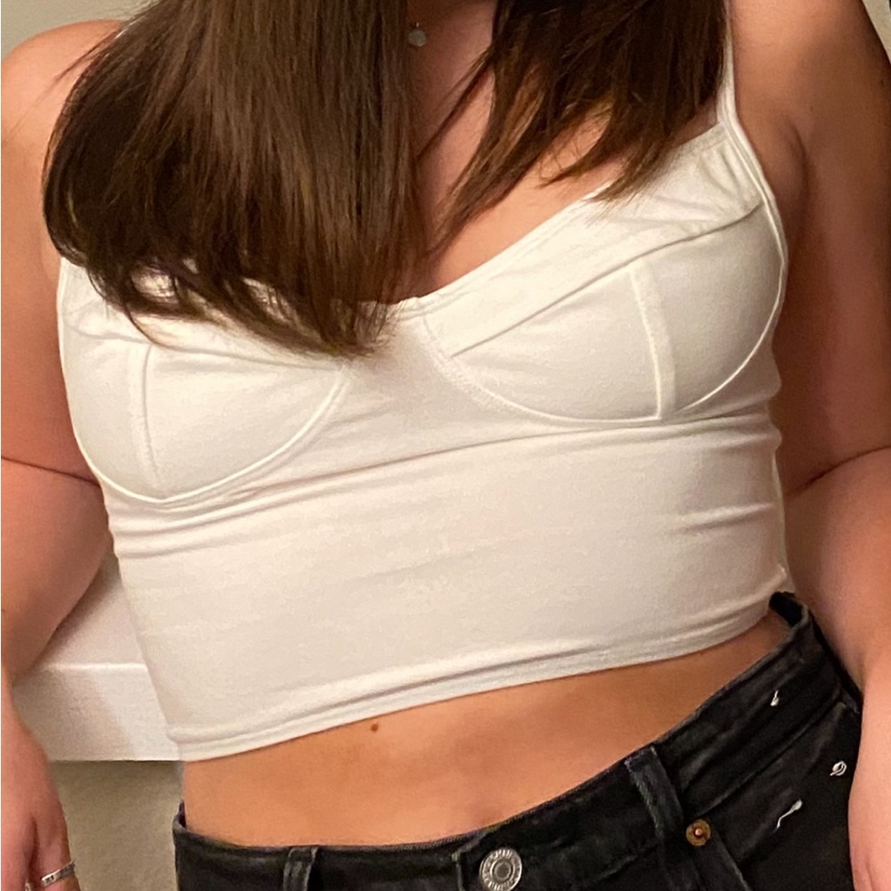REVOLVE Cream Crop Top